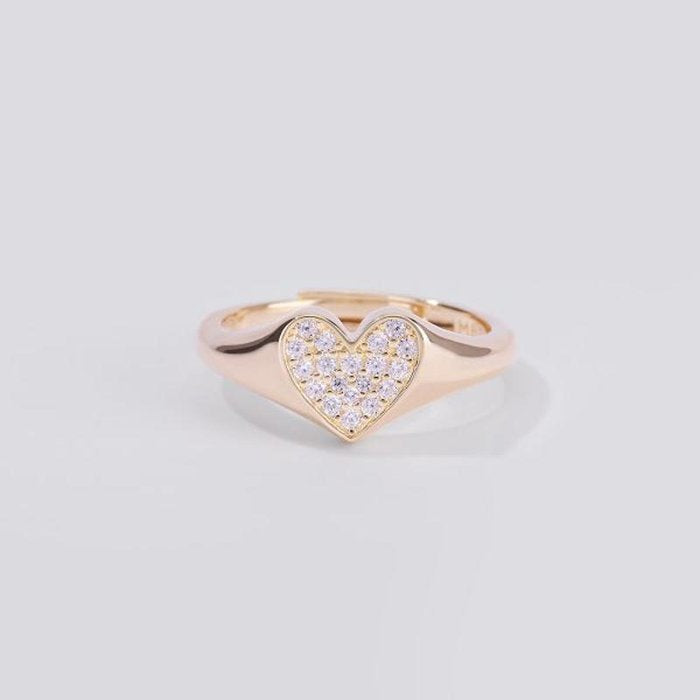 HEART PAVÉ SIGNET RING