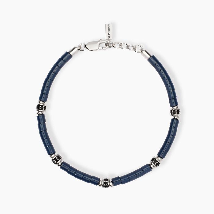 Bracelet homme avec éléments en céramique bleue Pit Stop