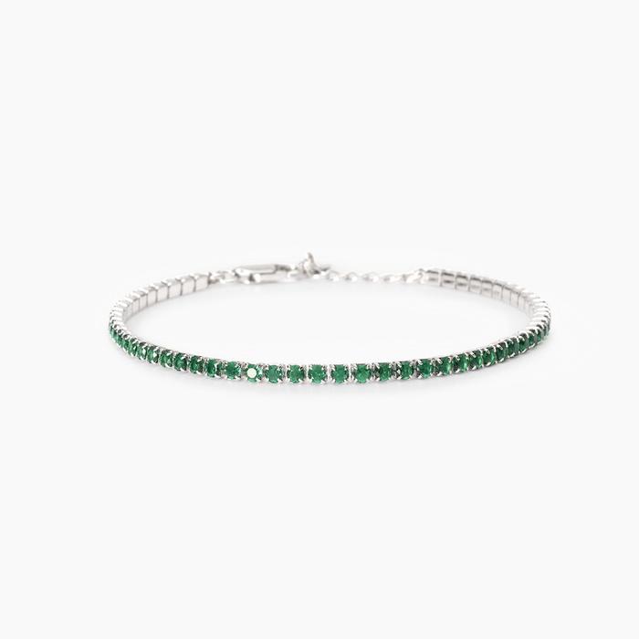 Bracelet de tennis pour homme avec émeraudes synthétiques Mini Tennis