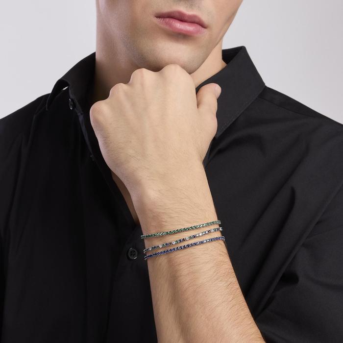Bracelet de tennis pour homme avec saphirs synthétiques Mini Tennis