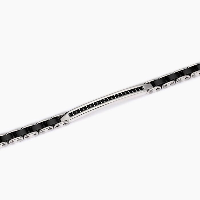 Bracelet homme avec éléments en céramique noire Extérieur