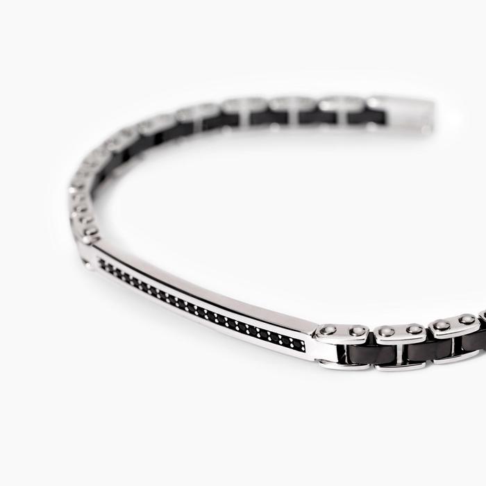 Bracelet homme avec éléments en céramique noire Extérieur