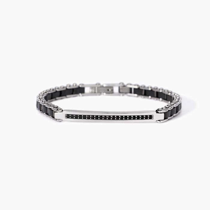 Bracelet homme avec éléments en céramique noire Extérieur