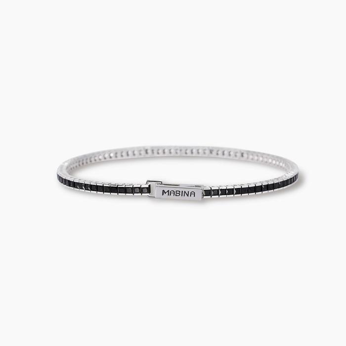 Bracciale tennis uomo con zirconi neri Tennis Club