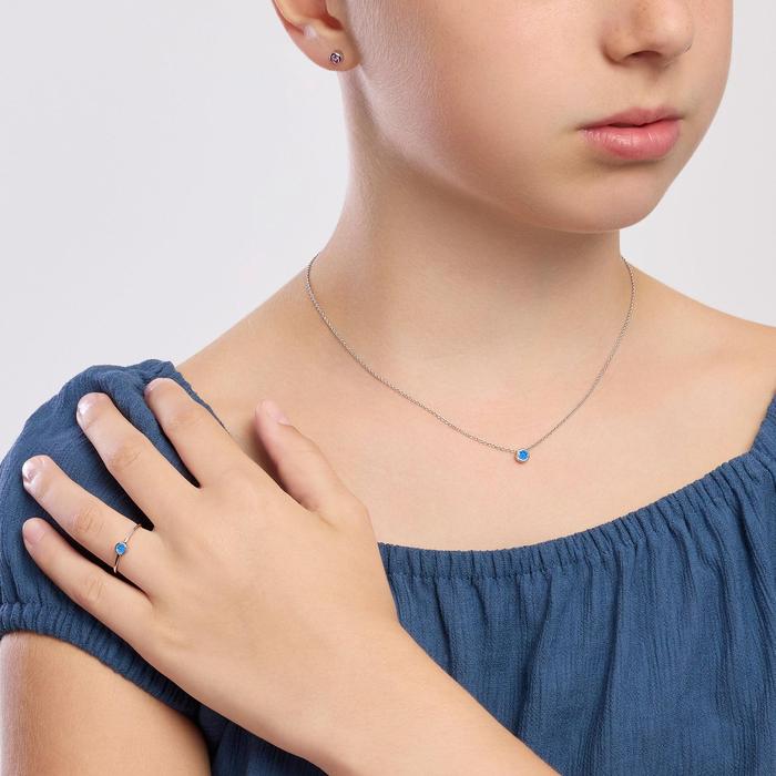 Shiny Blue Zircon Girl's Ring