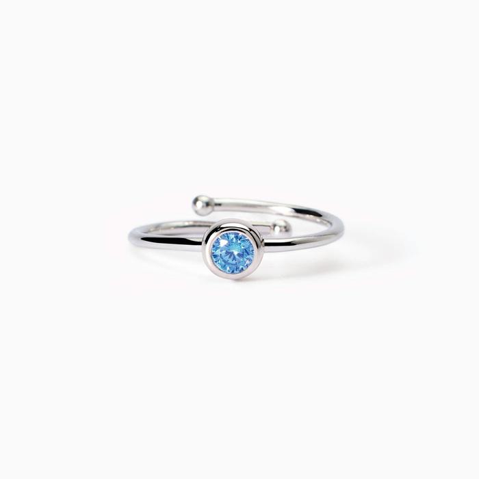 Shiny Blue Zircon Girl's Ring