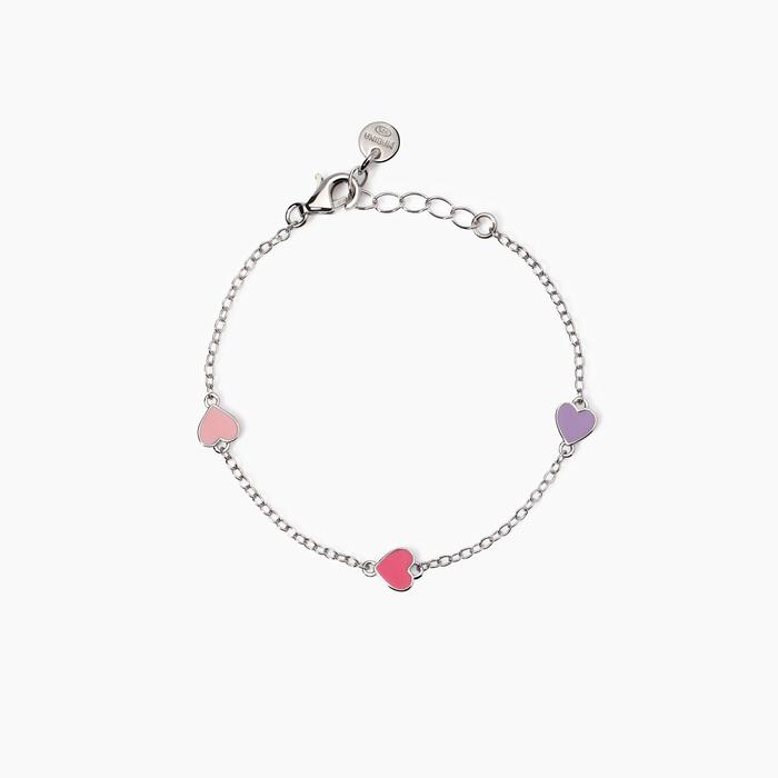 Bracelet with enameled hearts Mon Amour