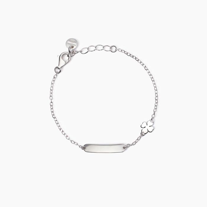 Bracciale con quadrifoglio e targhetta incidibile Lucky-Tag