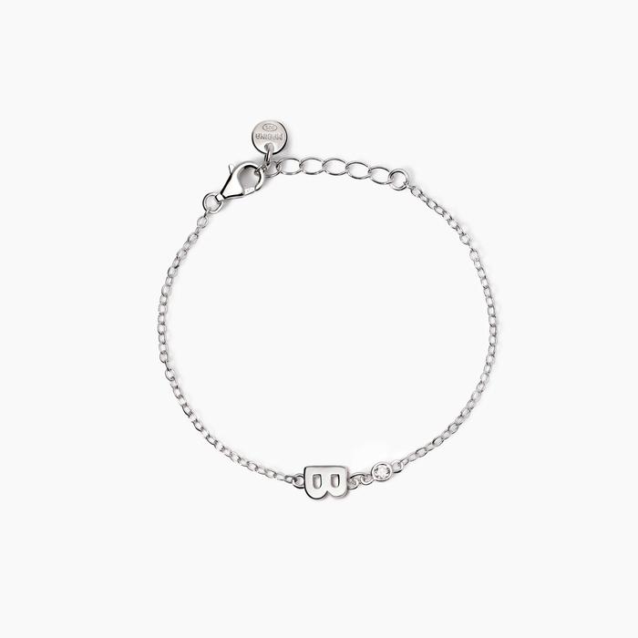 Bracelet pour bébé avec lettre B et diamant cultivé en laboratoire Welcome Baby