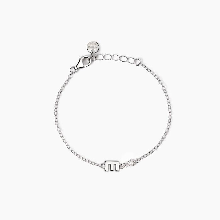 Bracelet pour bébé avec lettre E et diamant cultivé en laboratoire Welcome Baby