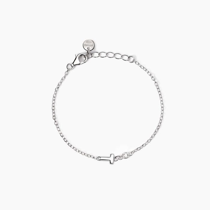 Bracelet pour bébé avec lettre T et diamant cultivé en laboratoire « Welcome Baby »