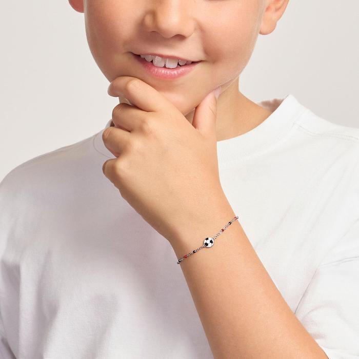 Bracelet avec ballon et inserts rouges et noirs W Il Football