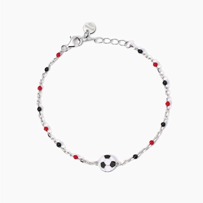 Bracelet avec ballon et inserts rouges et noirs W Il Football