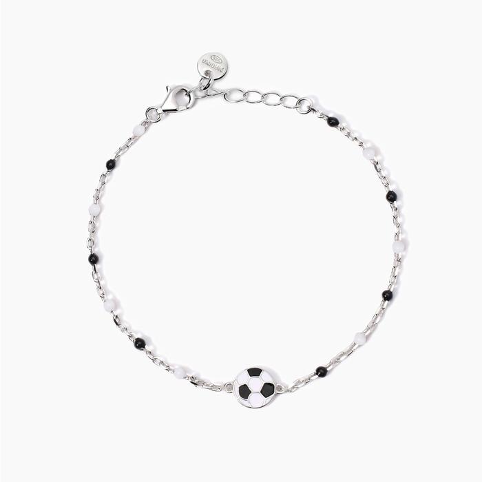 Bracelet avec ballon et inserts noirs et blancs W Il Football