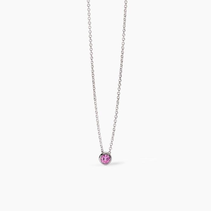Girls' Choker with Shiny Synthetic Pink Corundum
