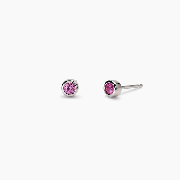 Boucles d'oreilles en corindon synthétique rose brillant pour filles
