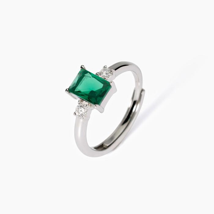 Anello in argento con smeraldo sintetico Battito