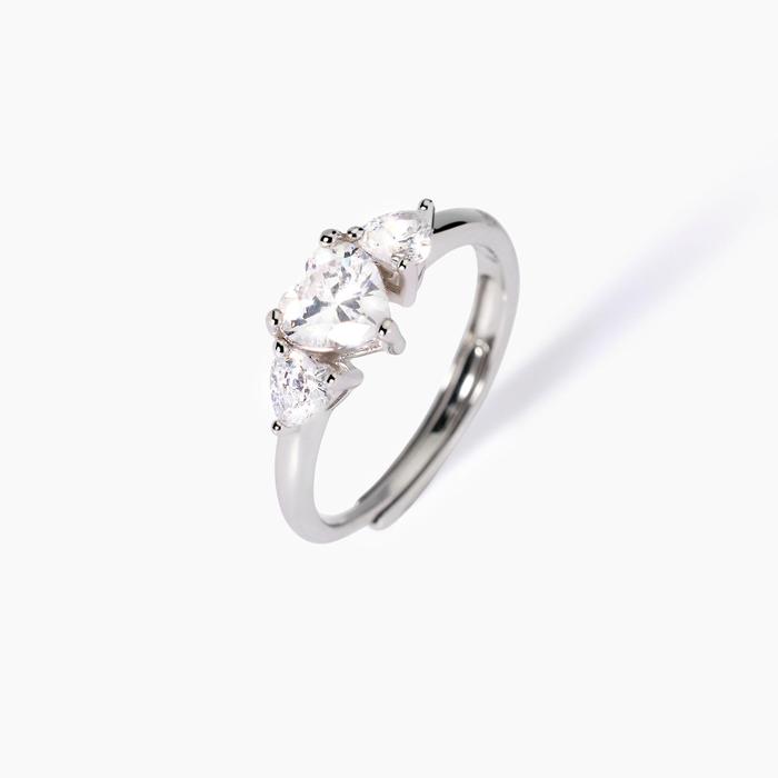 Lovely Heart Zirconia Silver Ring