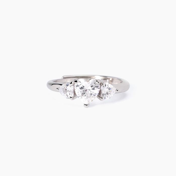 Lovely Heart Zirconia Silver Ring