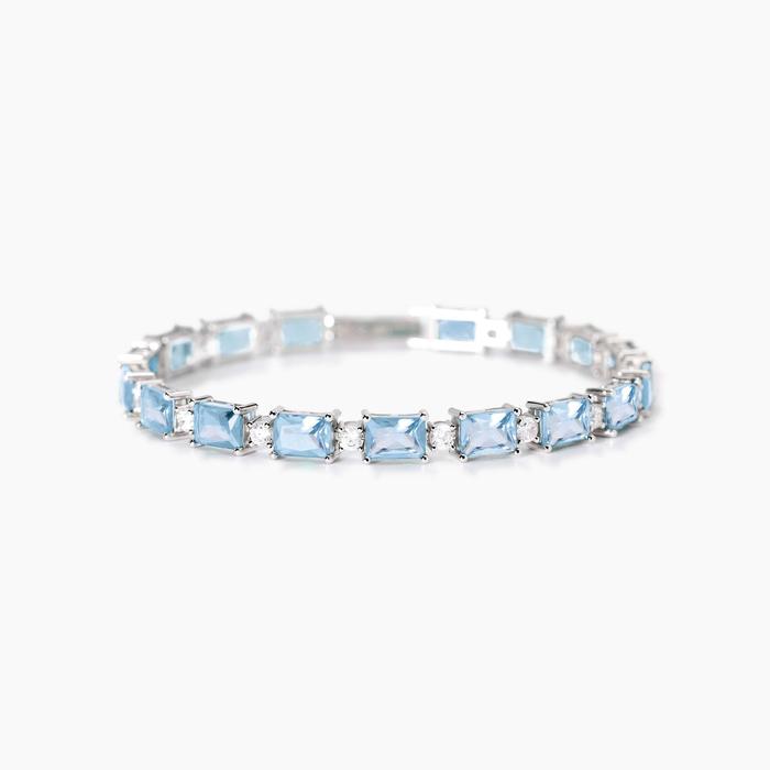 Bracelet en argent avec aigues-marines synthétiques Battito