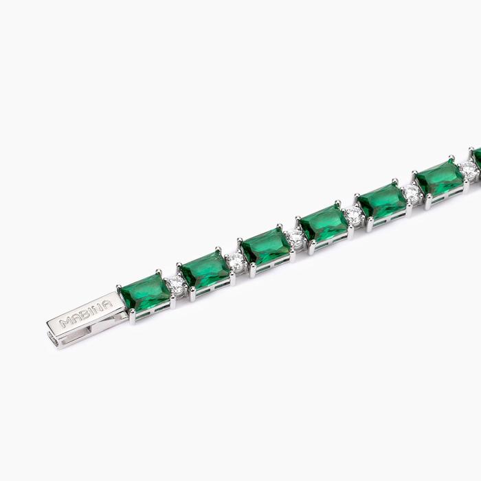 Bracelet Battito en argent et émeraude synthétique
