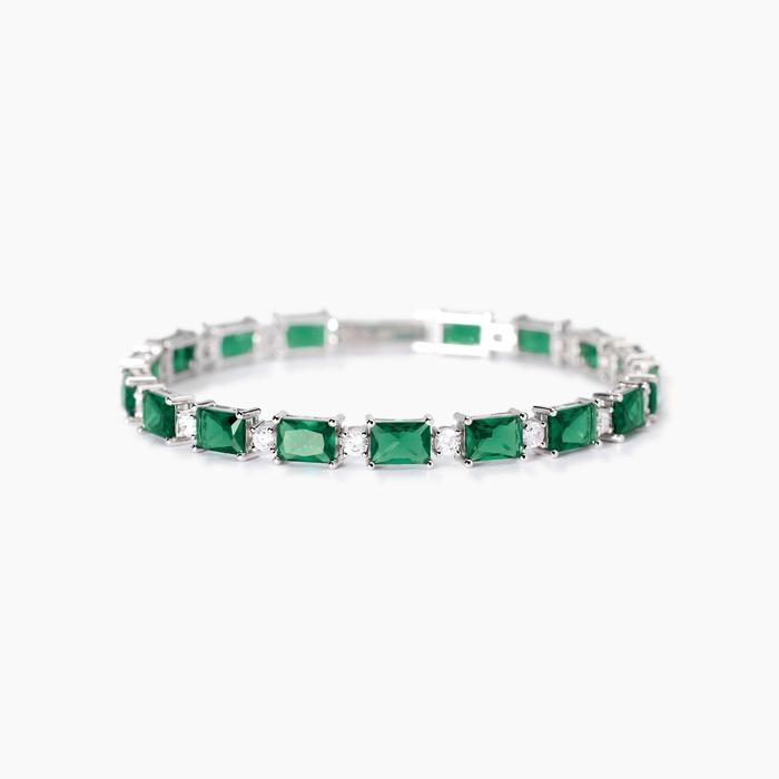 Bracelet Battito en argent et émeraude synthétique