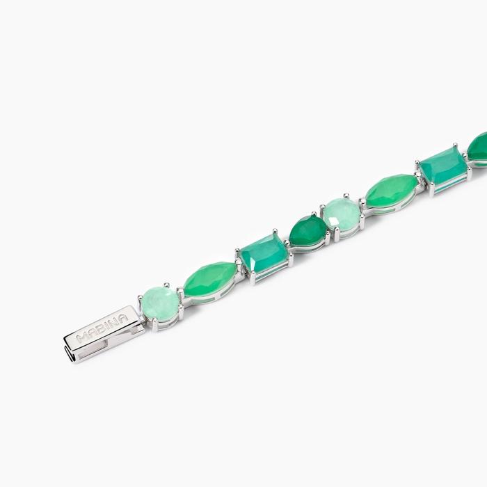 Bracelet avec pierre de fusion en verre vert SANTORINI