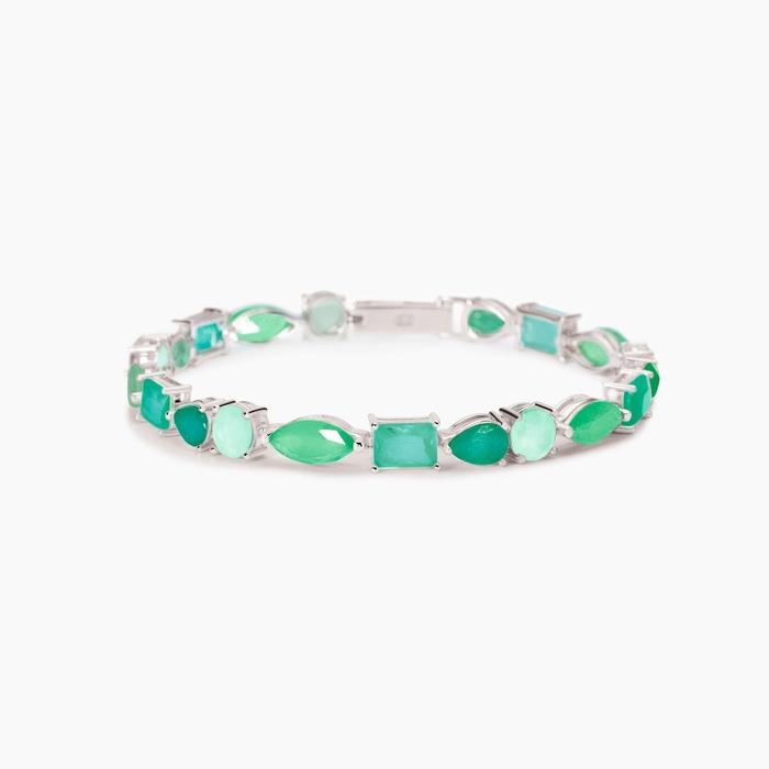 Bracelet avec pierre de fusion en verre vert SANTORINI