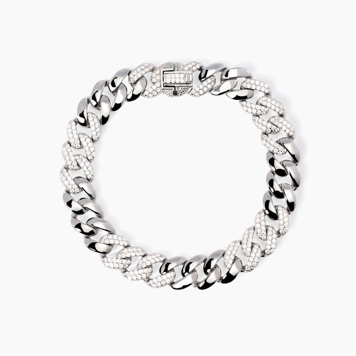 Bracelet avec chaîne groumette et zircone Un Grand Privilège