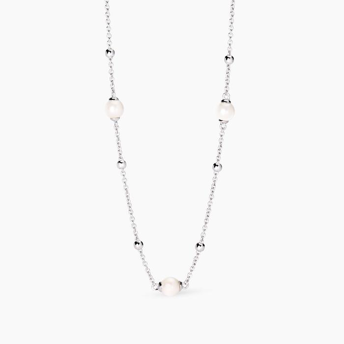 Collier ras du cou en argent et perles coquillages Duchessa