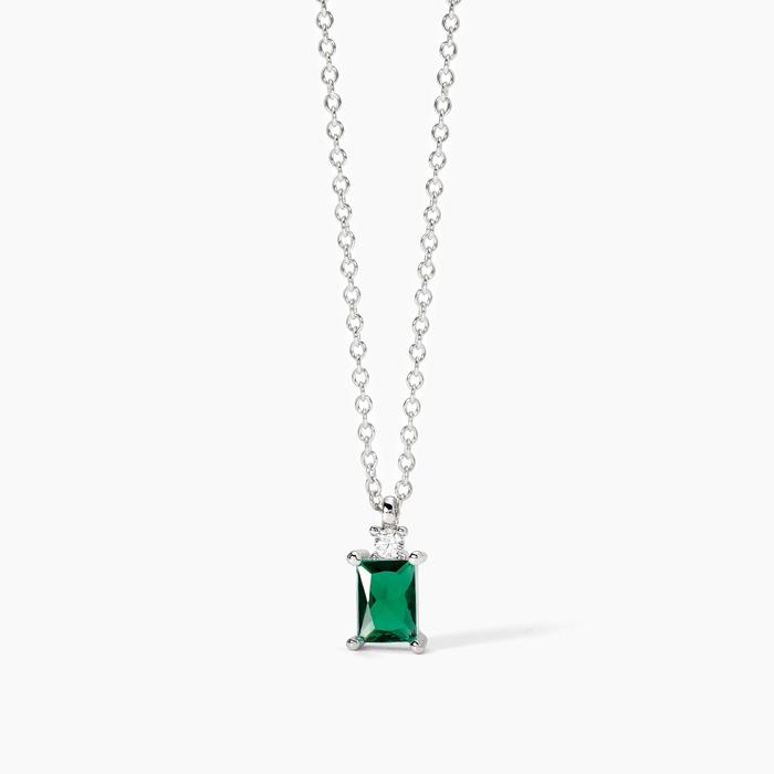 Battito Synthetic Emerald Silver Choker