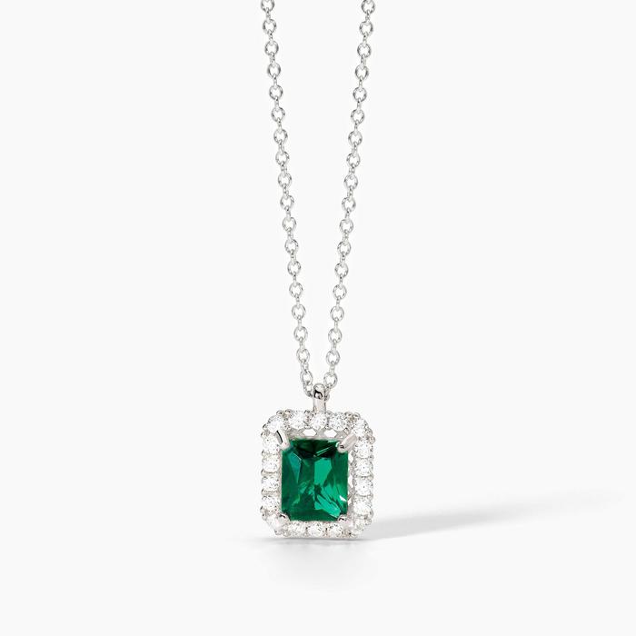 Collier ras du cou avec émeraude synthétique et zircone Infinite Desire
