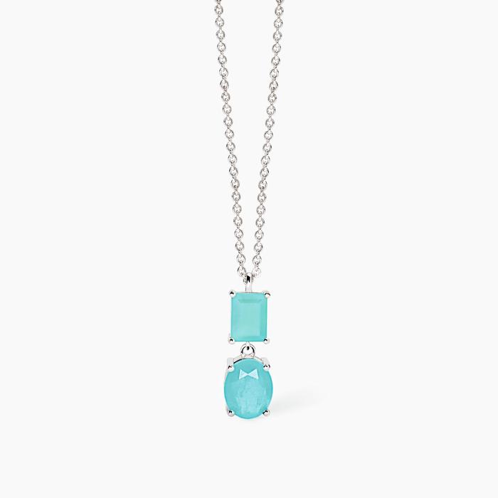 Collier ras du cou en verre fusionné bleu clair SANTORINI