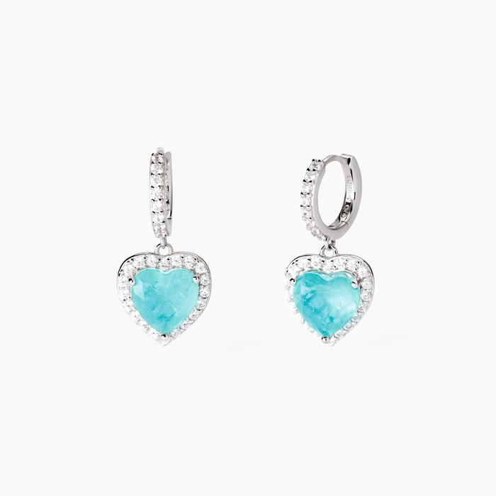 Boucles d'oreilles en argent avec verre bleu Ce ne sera pas une aventure