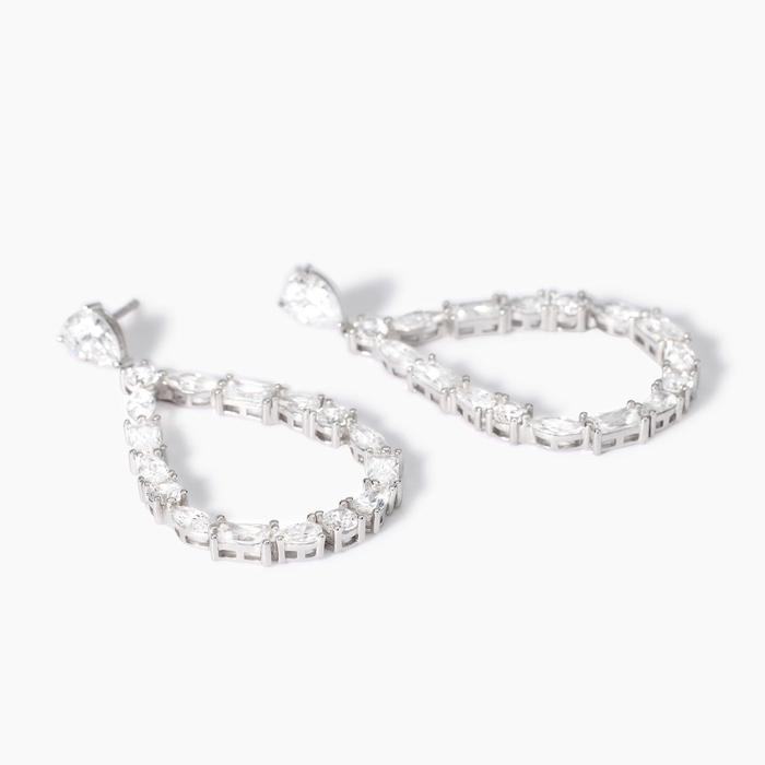 Silver Drop Earrings with Zirconia Luxury