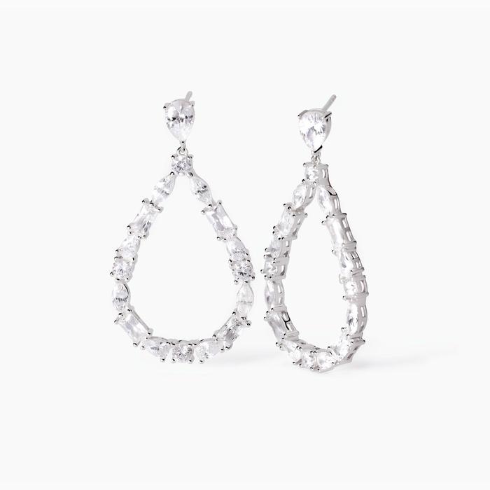 Silver Drop Earrings with Zirconia Luxury