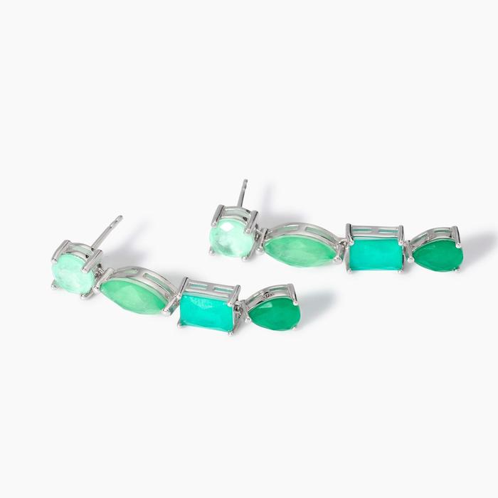 Santorini Green Glass Fusion Stone Earrings