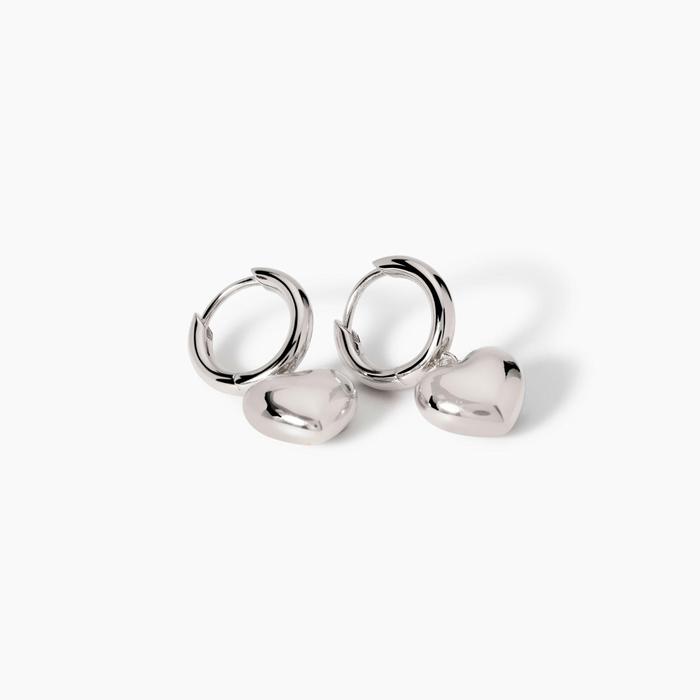 Silver earrings with heart Feeling