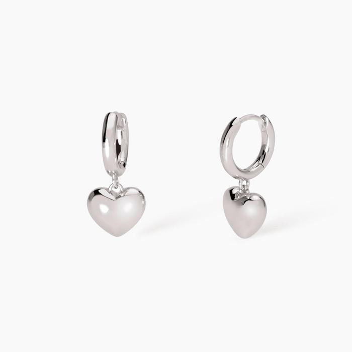 Silver earrings with heart Feeling