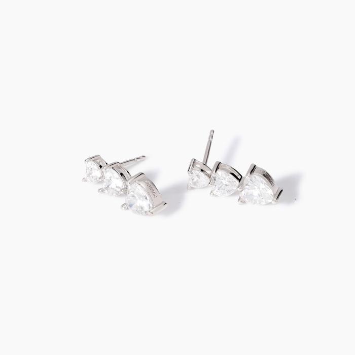 Boucles d'oreilles en argent et zircone en forme de cœur