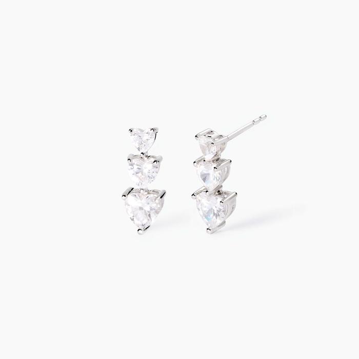 Boucles d'oreilles en argent et zircone en forme de cœur