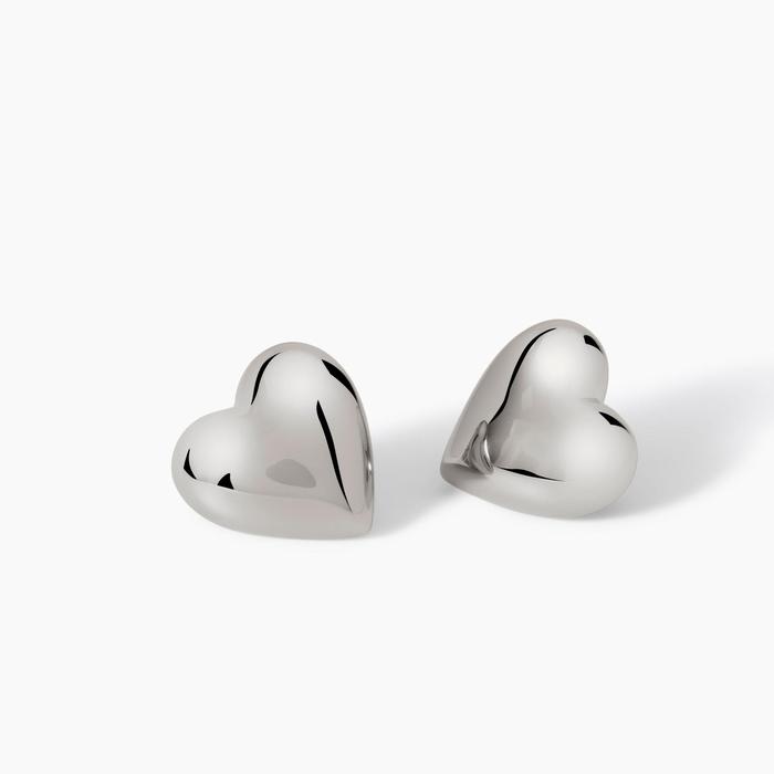 Don't Say Love Heart Shaped Silver Earrings