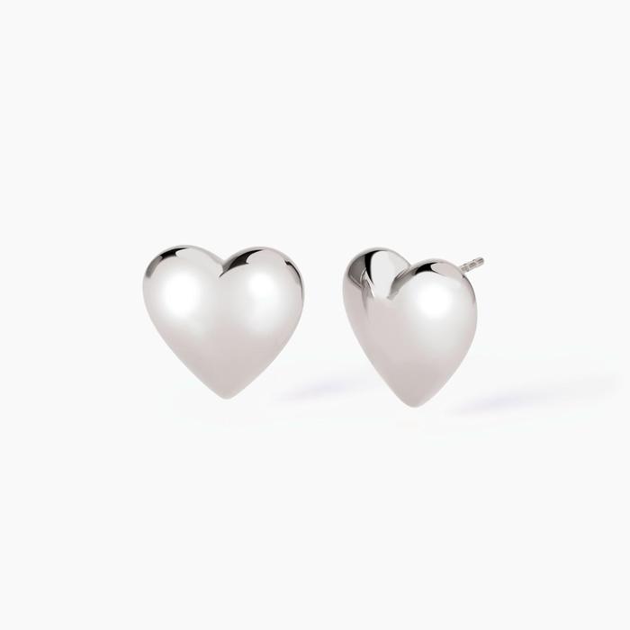 Don't Say Love Heart Shaped Silver Earrings