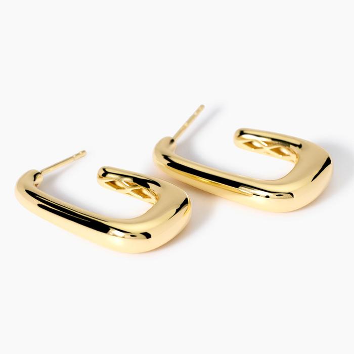 Fluid Rectangular Gold Plated Earrings