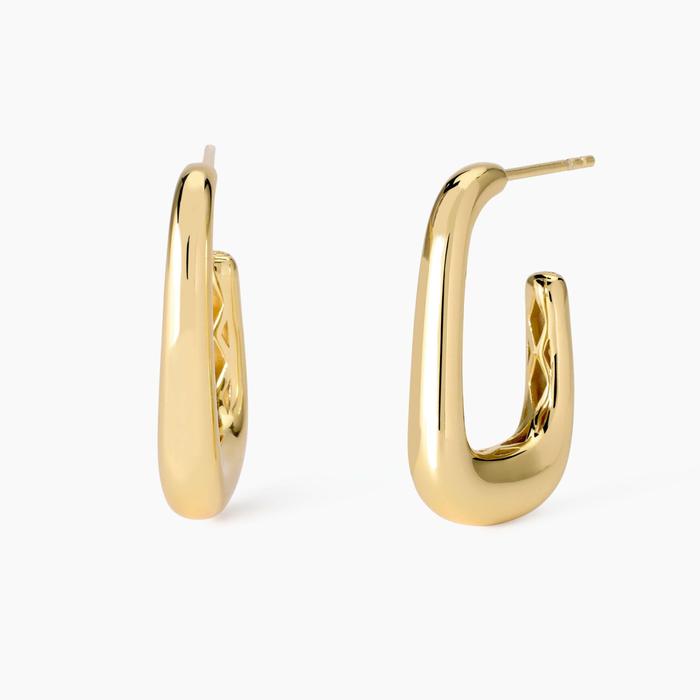 Fluid Rectangular Gold Plated Earrings