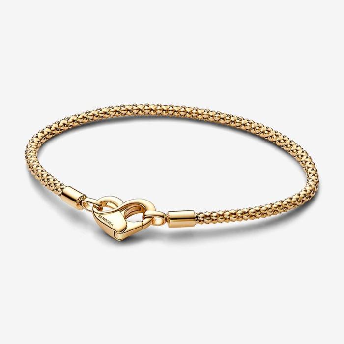 Moments Geometric Mesh Bracelet with Heart Clasp