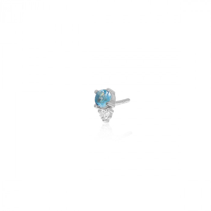 BOUCLE D'OREILLE UNIQUE AIGUE-MARINE