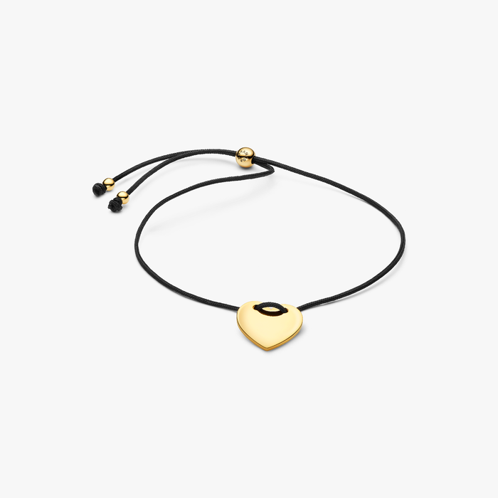 Bracciale Regolabile Cordino Nero con Cuore da incidere