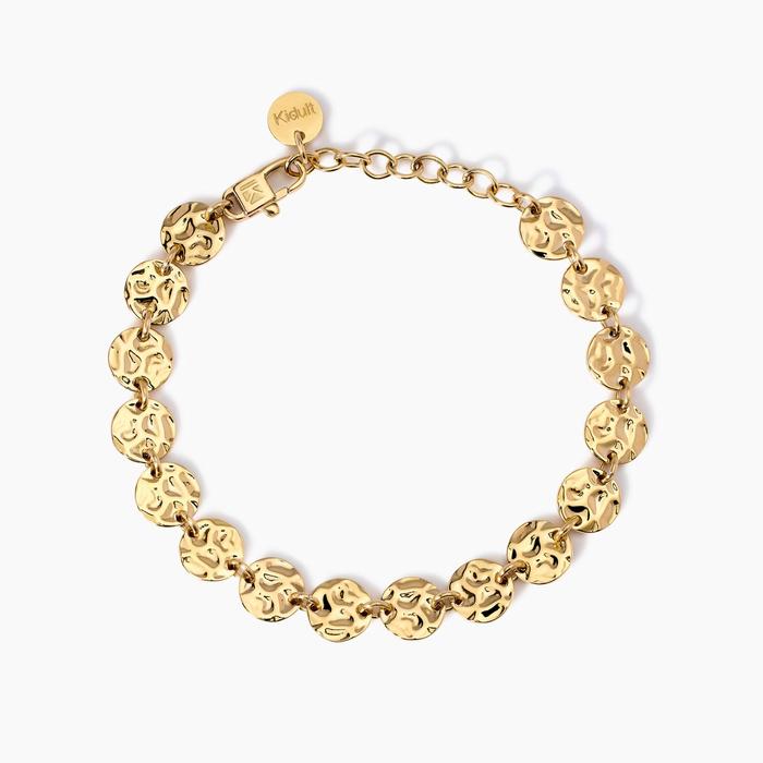 Bracciale dorato con tondi effetto martellato
