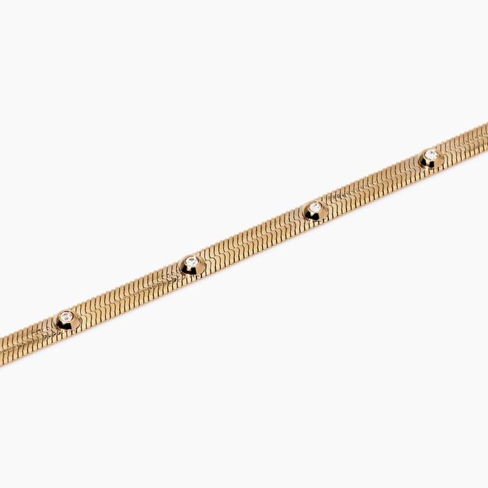 Bracciale regolabile dorato con cristalli